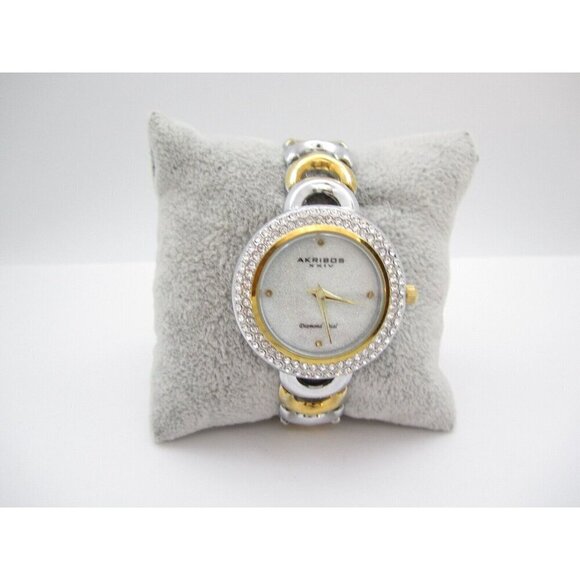 Women Akribos XXIV Diamond Dia Analog 34mm Round Watch (H222) "New Battery" - Picture 4 of 10
